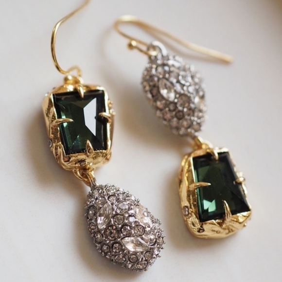 Alexis Bittar Emerald Drop Earring Dipped in Fine 14k Gold Embellished Crystals - Picture 7 of 9